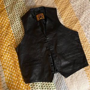 Vintage Black Leather Vest
